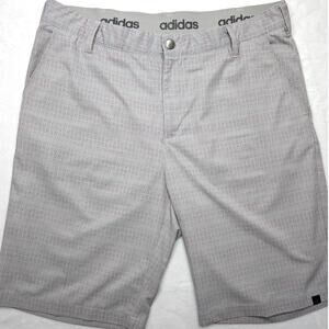Adidas Mens Golf Shorts 34 Waist Gray Pattern Performance Stretch Grip Waistband